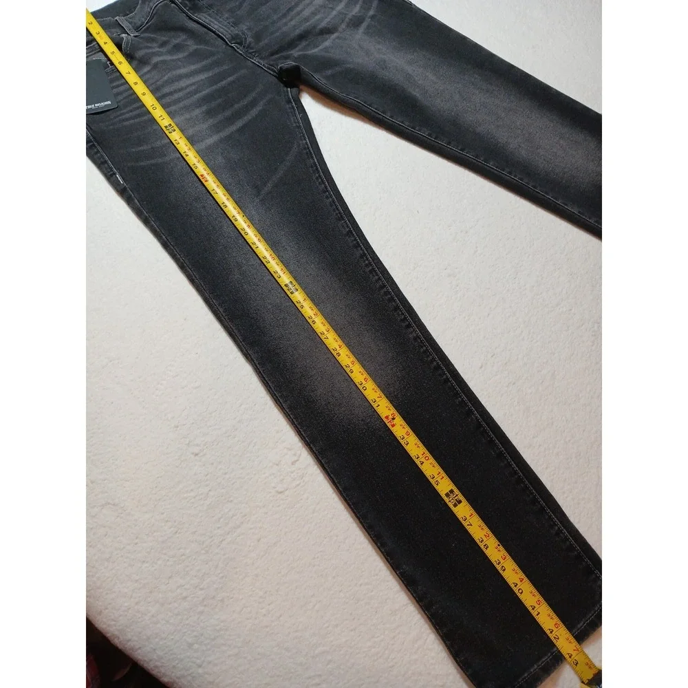 NWT True Religion Rocco Relaxed Skinny Jeans Men's 36x32 Grey Gloomy Wash